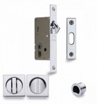 Flush Handle Sliding Door Privacy Lock Set Marcus SQ2308-40-PC Polished Chrome Square Rose 67.62