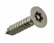 Security Screws Stainless Steel 6 Lobe Pin COUNTERSUNK Head 10 x 1.1/2\" Box 100 26.69