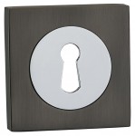 Fortessa Lever Key Escutcheons Square Rose Gun Metal Grey & Polished Chrome per Pair 12.01