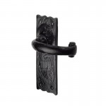 Marcus TC310 Colonial Lever Latch on Short Plate Door Handles  Antique Black Iron 16.25