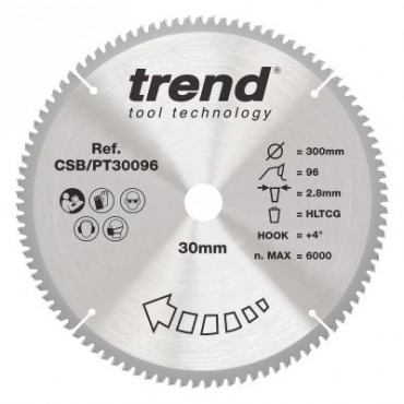 Trend Circular Saw Blade 300mm x 30mm x 96T x 2.8mm HPL CSB/PT30096