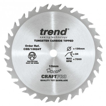 Trend CSB/13624T Wood Saw Blade 136mm x 10mm x 24T x 1.5mm