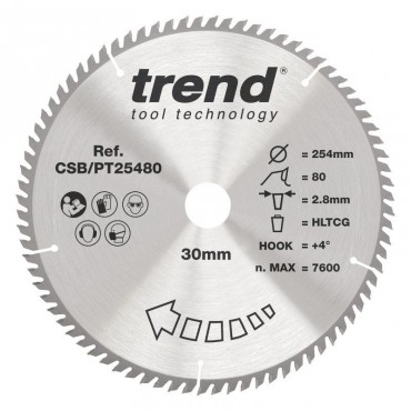 Trend CSB/PT25480 Laminate & HPL Sawblade 254X30X80TX2.8