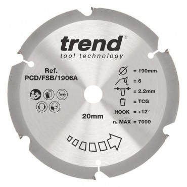 Trend PCD/FSB/1906A PCD Sawblade 190X20X6TX2.2