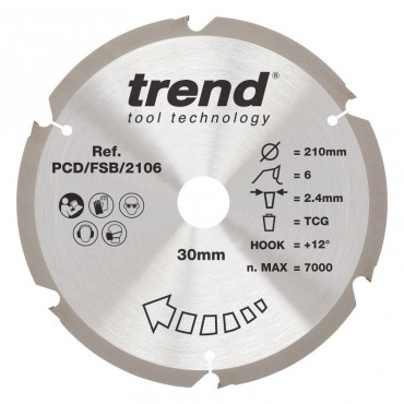 Trend PCD/FSB/2106 PCD Sawblade 210X30X6TX2.4