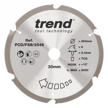 Trend PCD/FSB/2546 PCD Sawblade 254X30X6TX2.4